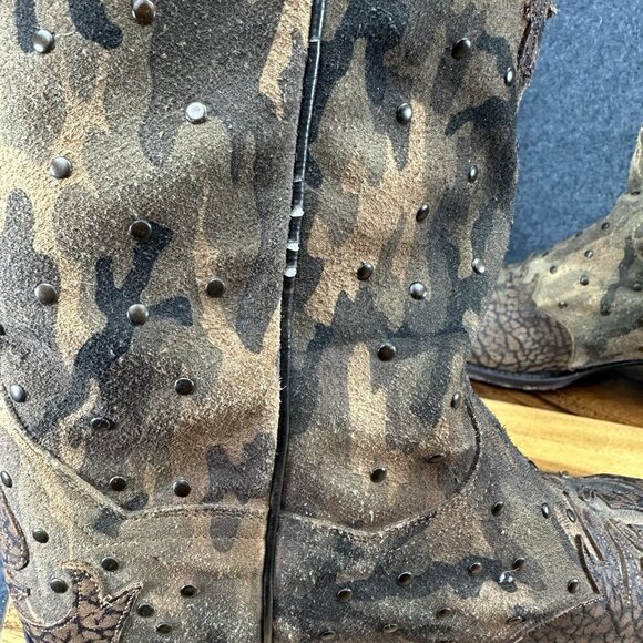 Dan Post Western Boots Womens Nvisible Retro Camo Sniptoe Brown DP3597 Sz 7.5M - Picture 7 of 10